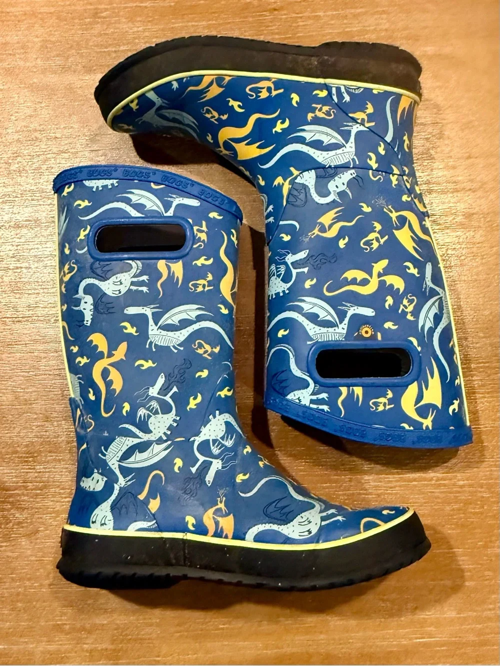 Bogs Kids Dragons Rain Boots Waterproof Rubber Blue Sz 3